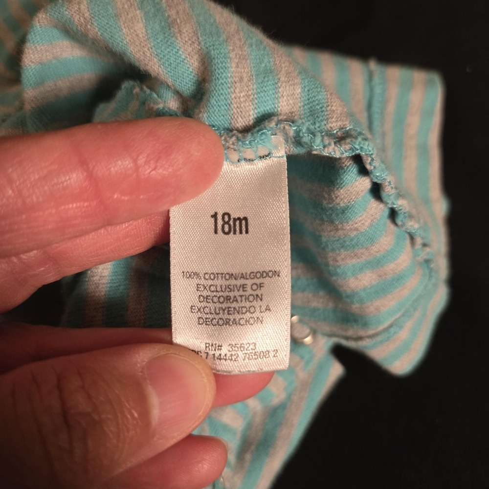 Carter's Coverall Girls 18 Months Blue Striped Monkey Embroider Pocket One Piece - Picture 3 of 7